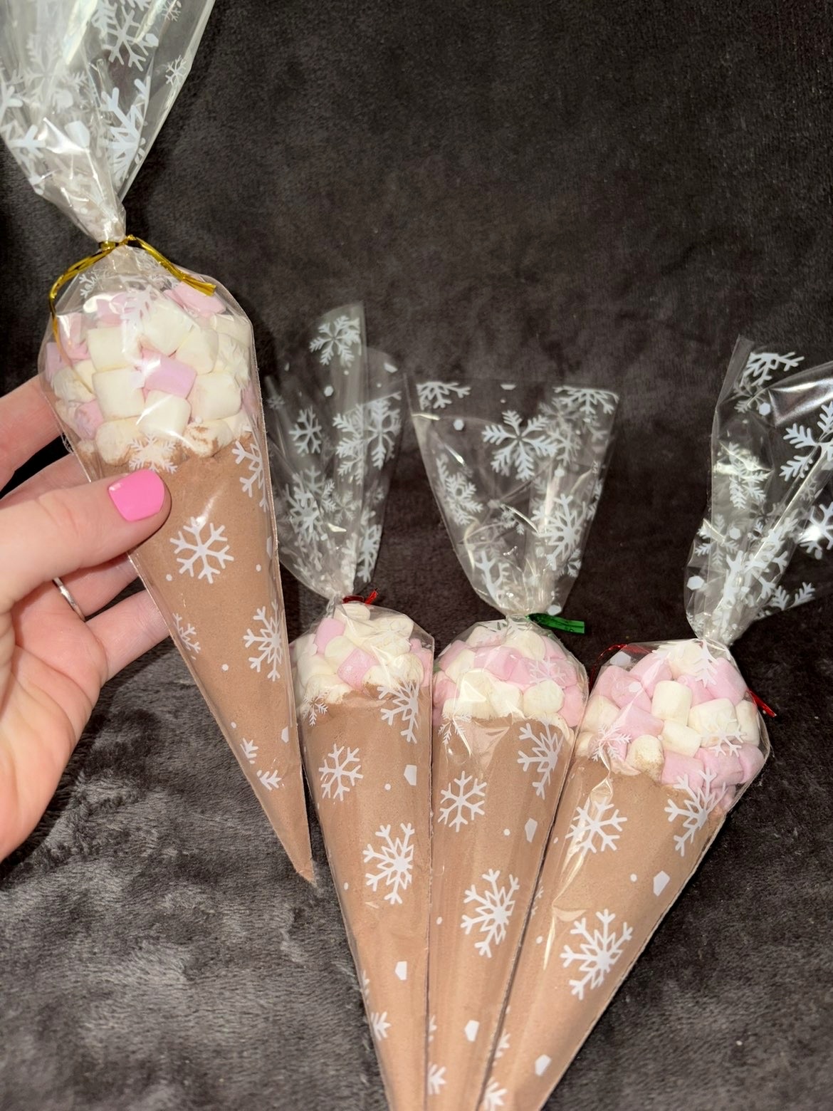 Snowflake hot chocolate cones